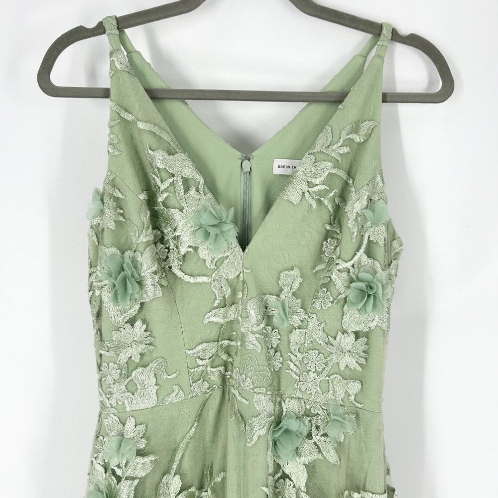 Dress the Population Audrey Floral Mesh Overlay Dress in Sage - Picture 4 of 8